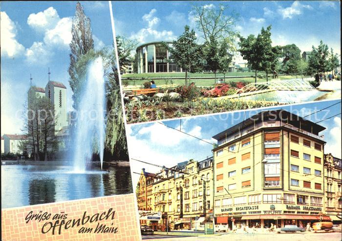 Offenbach Main Fontaene Kirche Park Teilansicht