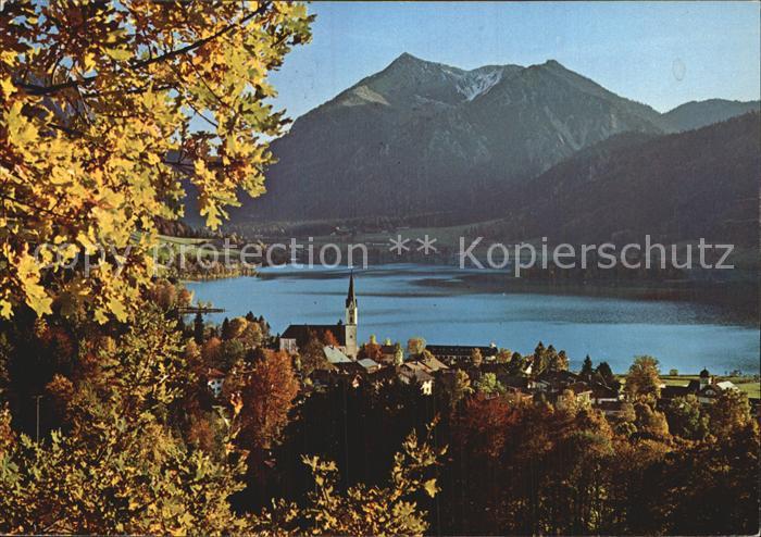 Schliersee Seeblick mit Insel Woerth Neuhaus Fischhausen und Josefstal Brechersp