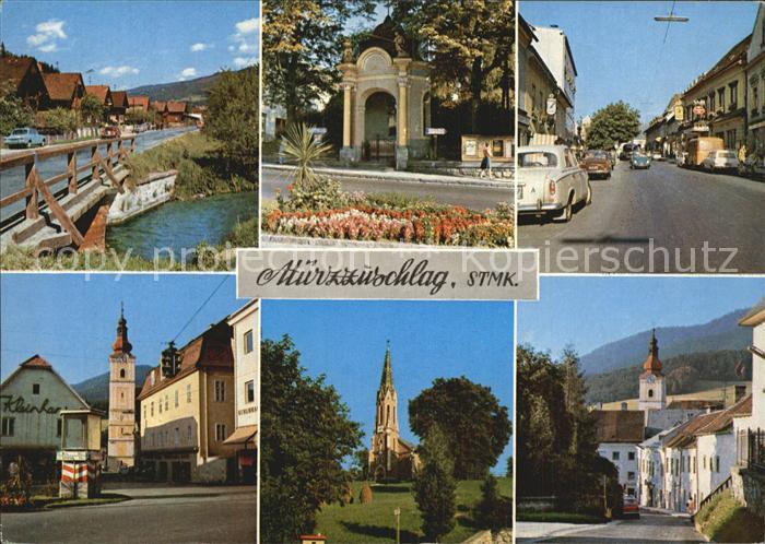 Muerzzuschlag Bruecke Pavillon Strassenpartie Kirchen