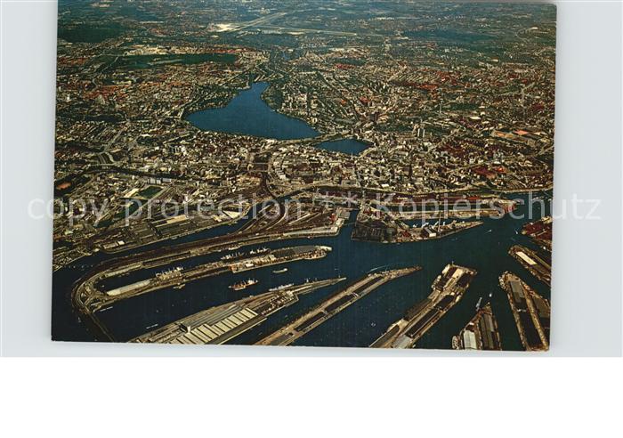 HAMBURG  CITY Stadt und Hafen Fliegeraufnahme