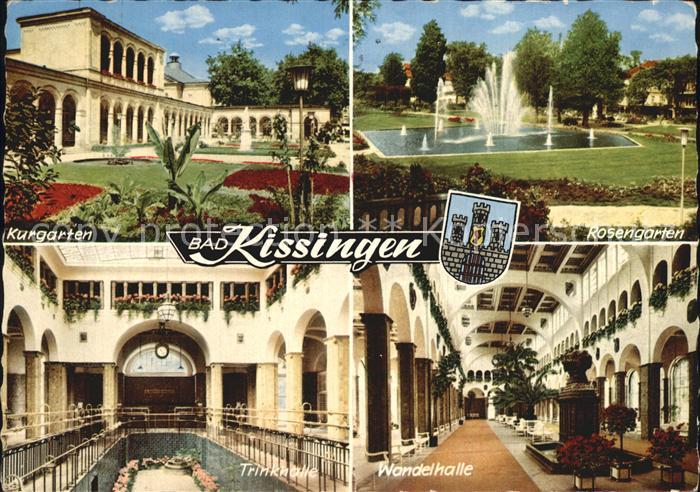 Bad Kissingen Kurgarten Rosengarten Fontaene Trink und Wandelhalle