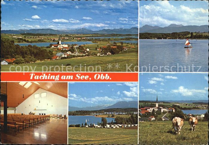 Taching See Salzkammergut Berge Neue Pfarrkirche Campingplatz See mit Hochstaufe