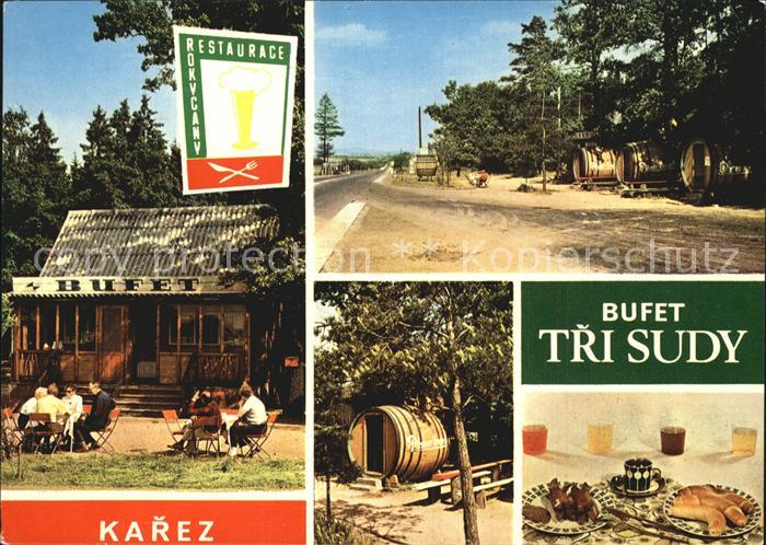 Karez Bufet Tri Sudy Gartenterrasse Fass Fruehstueckstisch