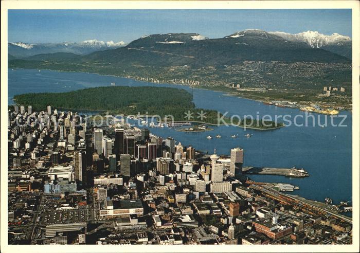 Vancouver British Columbia Aerial view Stanley Park Lions Gate Bridge