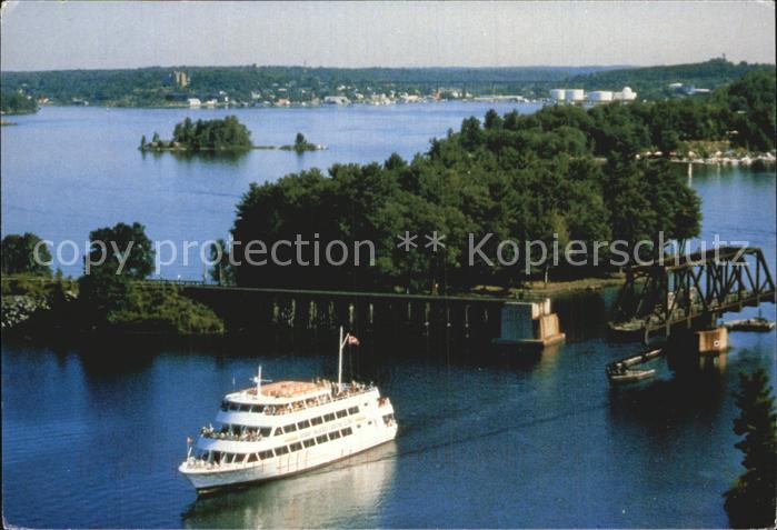 Ontario Canada Parry Sound The Island Queen cruises by the steel wing bridge