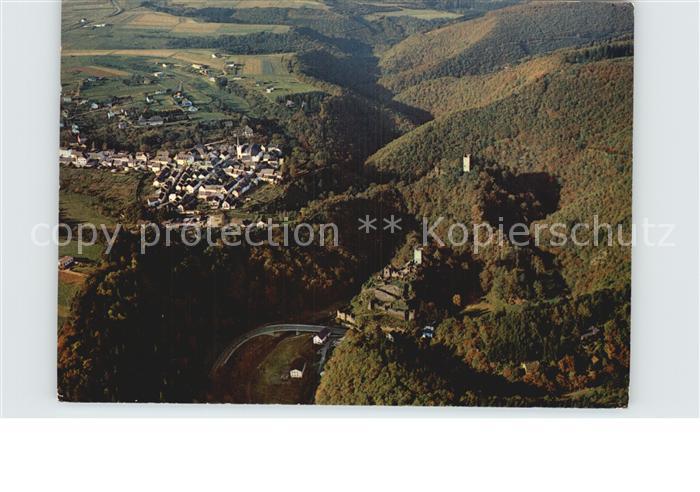 Niedermanderscheid Eifel mit Ober und Niederburg Fliegeraufnahme