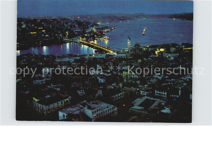 Istanbul Constantinopel Galata Bruecke Bosphorus und ueskuedar bei Nacht