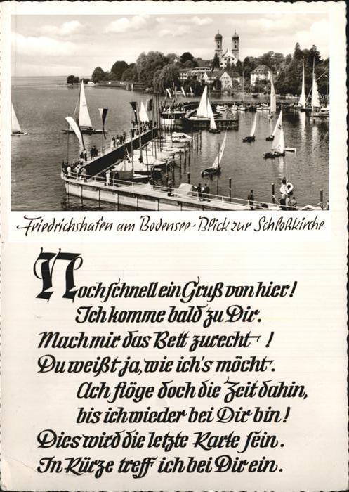 Friedrichshafen Bodensee Hafen Blick zur Schlosskirche Gedicht