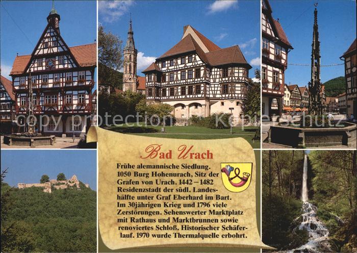 Bad Urach Rathaus Fachwerkhaus Schloss Amanduskirche Marktbrunnen Burgruine Hohe
