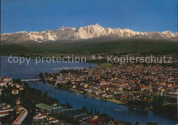Konstanz Bodensee Alpenpanorama Fliegeraufnahme