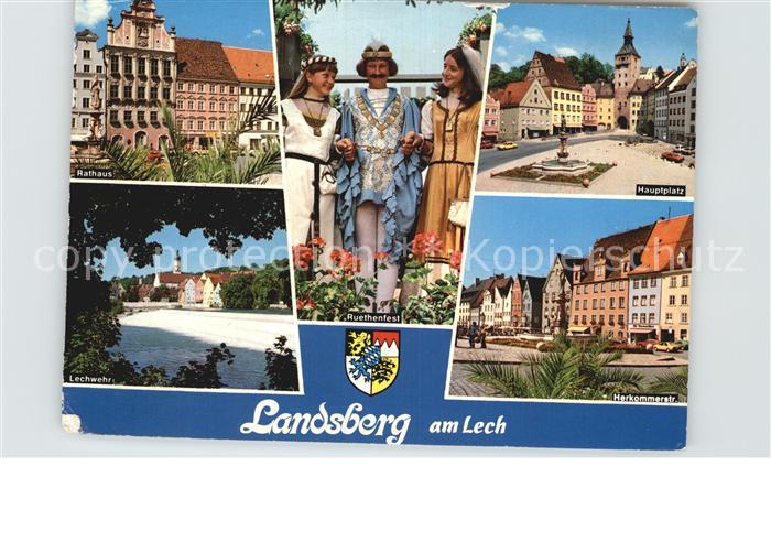 Landsberg Lech Rathaus Ruethenfest Hauptplatz Herkommerstrasse Lechwehr