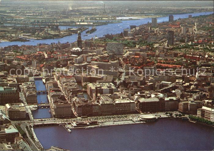 HAMBURG CITY Fliegeraufnahme Jungfernstieg mit Blick zur Elbe