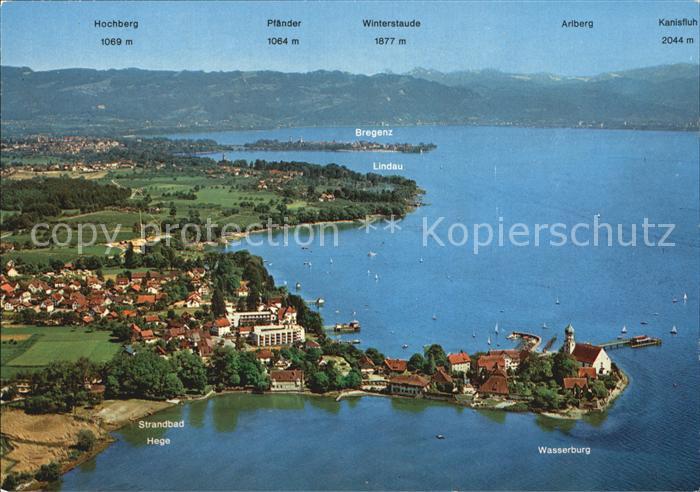 Wasserburg Bodensee Fliegeraufnahme mit Lindau Bregenz