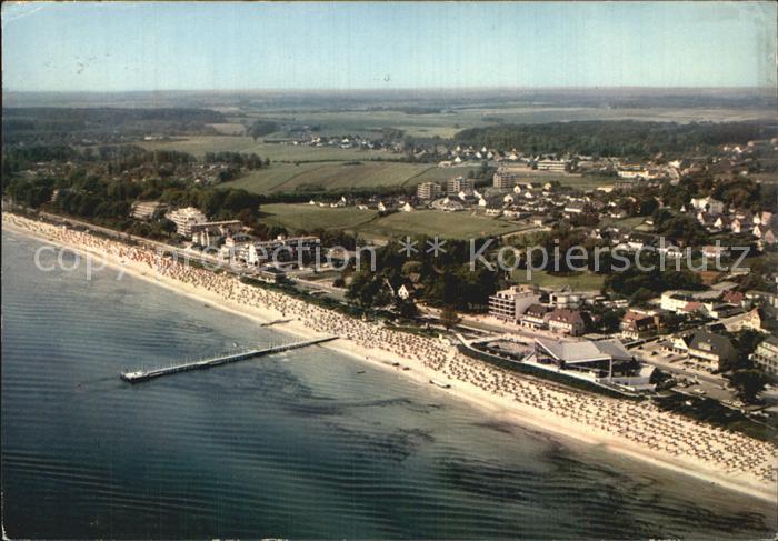 Scharbeutz Ostseebad Fliegeraufnahme Strand mit Meerwasserschwimmbad