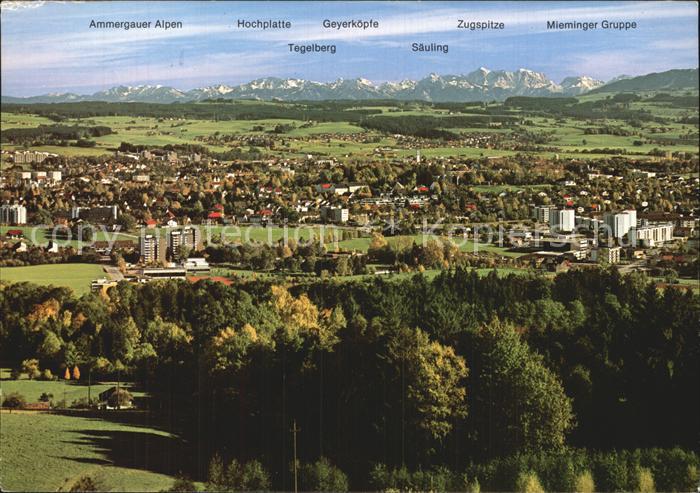 Kempten Allgaeu Blick vom Mariaberg auf Saeuling und Zugspitze