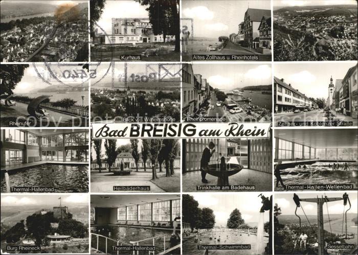 Bad Breisig Rheinufer Thermalhallenbad Burg Rheineck Sesselbahn Zehner- und Kobl