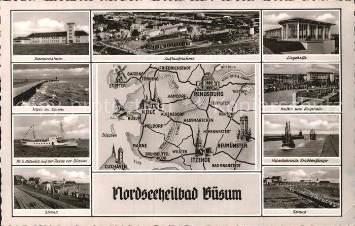 Buesum Nordseebad Fliegeraufnahme Mole Strand Hafen Liegehalle