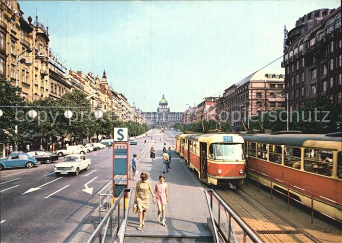 Praha Prahy Prague Wenzelsplatz Strassenbahn