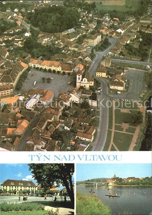 Tyn nad Vitavou Tein Fliegeraufnahme Flusspartie