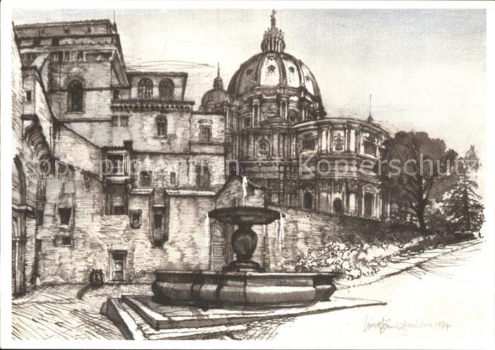 Kuenstlerkarte Lino Bianchi Barriviera Citta del Vaticano Fontana del Forno e To
