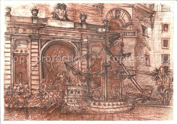 Kuenstlerkarte Lino Bianchi Barriviera Citta del Vaticano Fontana della Galea