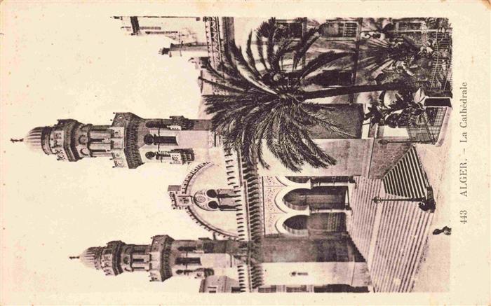 ALGER Algerie La-Cathédrale Kathedrale Treppen Palme Maurisch-Byzantinisch Tuer