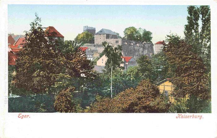 Cheb Eger CZ Kaiserburg Burg Baeume Stadtansicht Tuerme