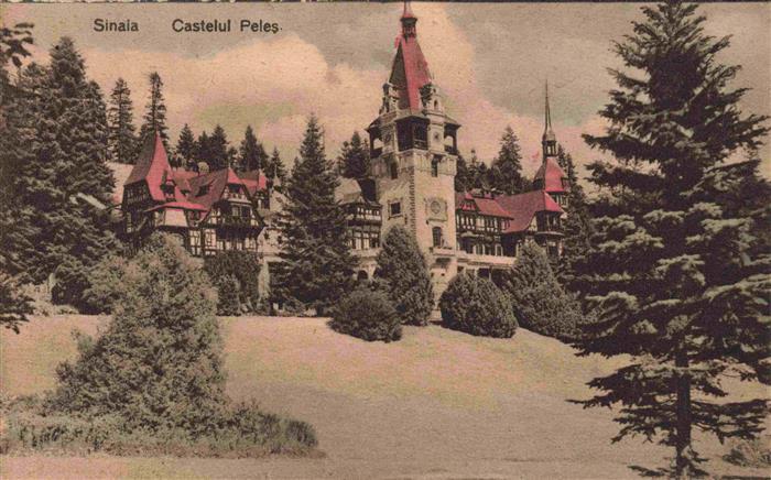 Sinaia RO Castelul-Peles Schloss Nadelwald Tuerme Fachwerk Koenigsschloss Bergla