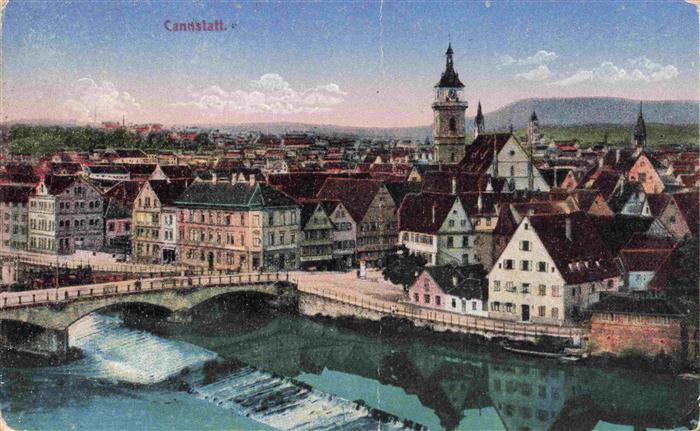 Cannstatt Bad STUTTGART Neckar Bruecke Altstadt Kirchturm Stadtpanorama Fachwerk