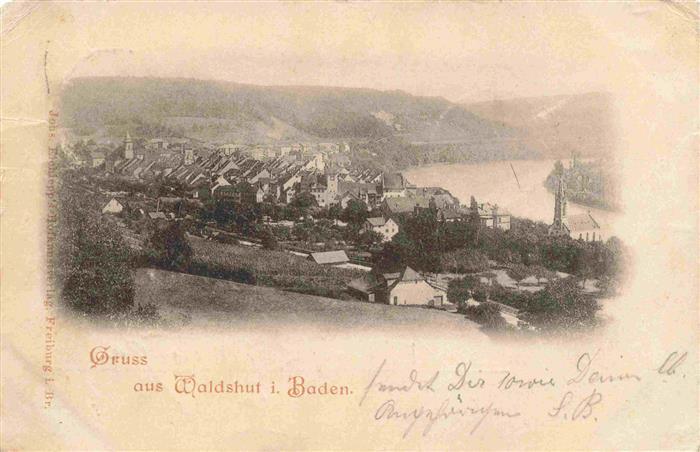 Waldshut-Tiengen Stadtpanorama Rhein Bruecke Kirche Daecher Fabrikschornstein Fl