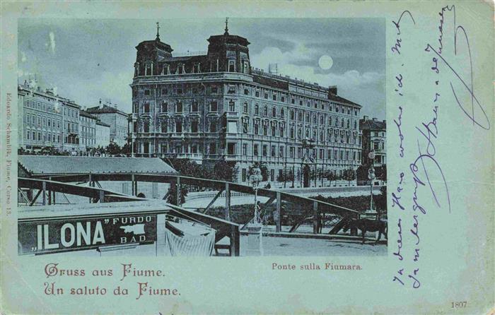 Fiume  RIJEKA Susak Croatia Ponte-sulla-Fiumara Ilona-Furdo Bruecke Mondnacht Gr