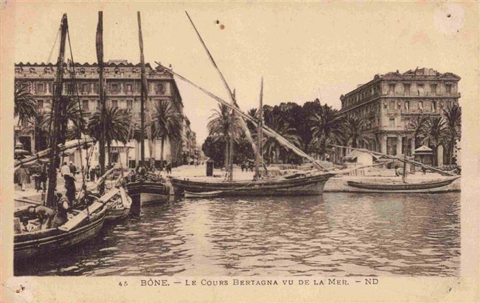 BONE Annaba Constantine Algerie Cours-Bertagna Hafen Segelboote Promenade Palmen