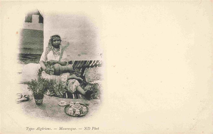 ALGER Algerie Types-Algériens Mauresque Frauenportrait Tracht Kaffeeservice Top