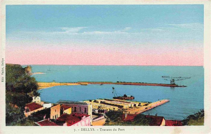 Dellys Algerie Hafen Mole Kran Meer Bauarbeiten Kueste Werft
