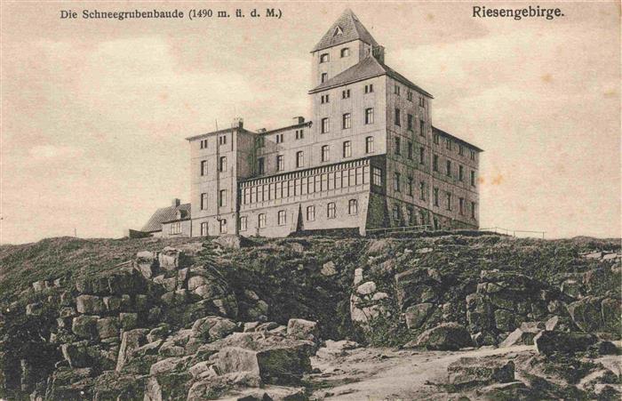 Schneegrubenbaude Riesengebirge PL Schneegrubenbaude Berghotel Felsen Gipfel Rie