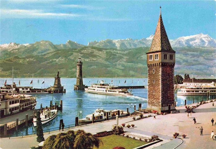 LINDAU  Bodensee Hafen Alpenblick