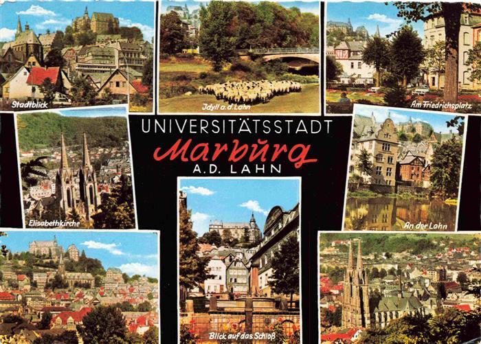 Marburg  Lahn Teilansichten Universitaetsstadt Schafe Friedrichsplatz Kirche Sch