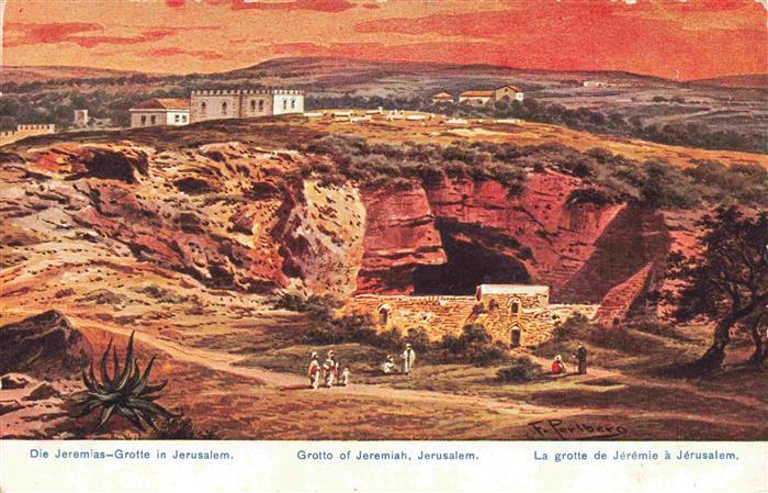 Jerusalem  Yerushalayim Israel Jeremias Grotte Kuenstlerkarte
