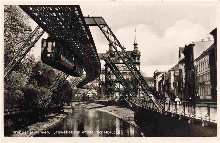 Barmen Elberfeld WUPPERTAL Schwebebahn an der Schafbruecke