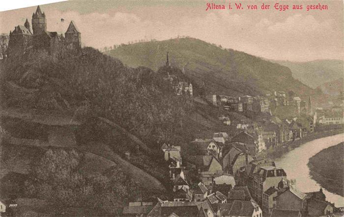 Altena Lenne Blick von der Egge mit Schloss
