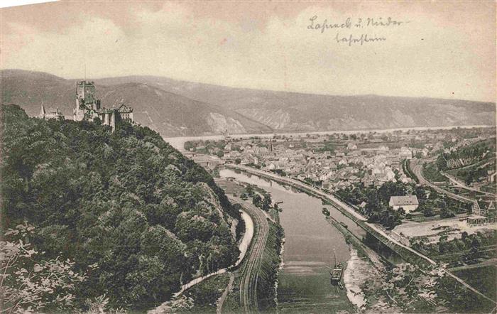 Niederlahnstein Lahnstein Fliegeraufnahme mit Burg Lahneck