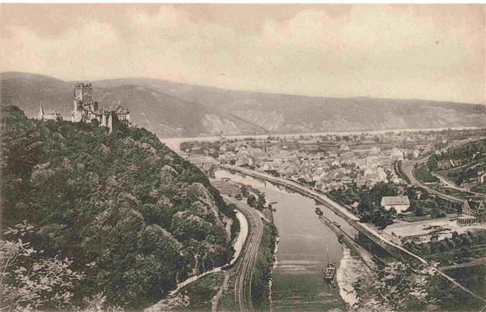 Niederlahnstein Lahnstein Panorama am Rhein mit Burg Lahneck