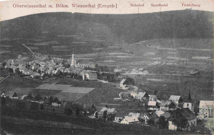 Oberwiesenthal Erzgebirge mit Boehm Wiesenthal Bahnhof Sporthotel Fichtelberg