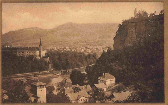 Tetschen-Bodenbach Boehmen Decin CZ Schloss und Schaeferwand