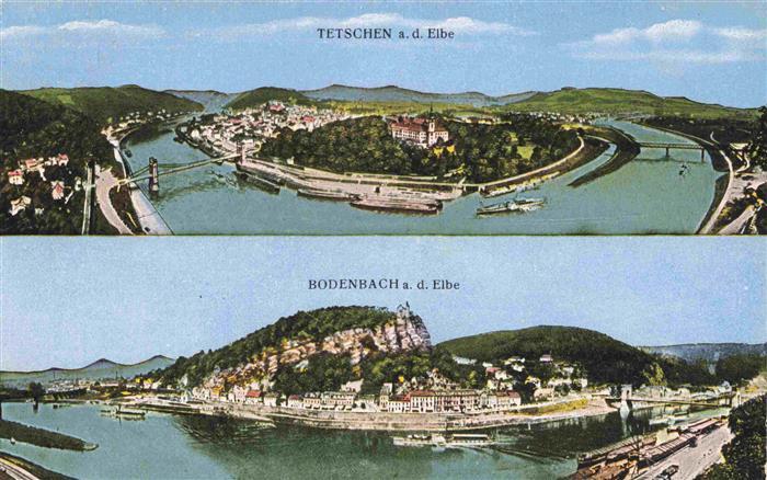 Tetschen-Bodenbach Boehmen Decin CZ Panorama Elbepartien