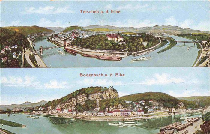 Tetschen-Bodenbach Boehmen Decin CZ Panorama Elbepartie