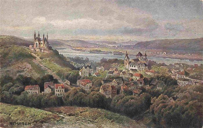 REMAGEN Rheinland-Pfalz Partie am Rhein mit Apollinariskirche