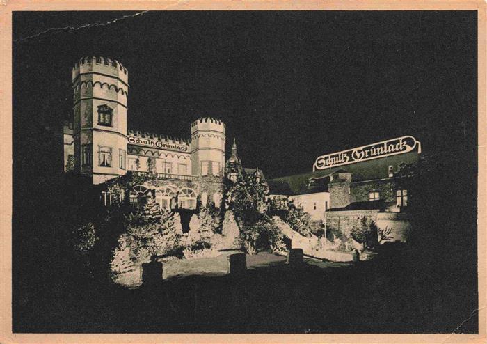 RueDESHEIM am Rhein Sektkellerei Schultz Gruenlack bei Nacht