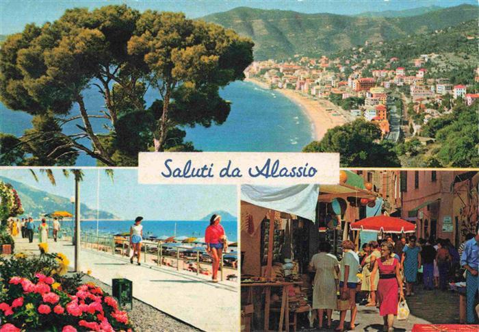 ALAssIO Savona Liguria IT Kuestenpanorama Strandpromenade Altstadt Fussgaengerzo