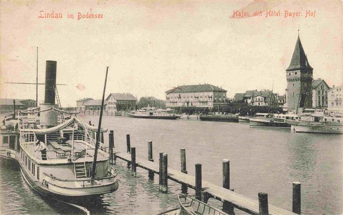 LINDAU  Bodensee Hafen mit Hotel Bayerischer Hof Feldpost